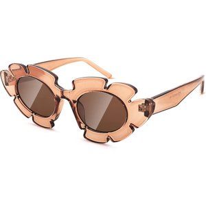 Women Trendy Flower Cat Eye Retro Fun Chunky Sunglasses